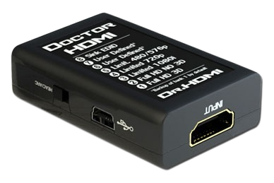 Partea de jos a Dr HDMI cu legenda băncilor, portul Mini-USB și intrarea HDMI