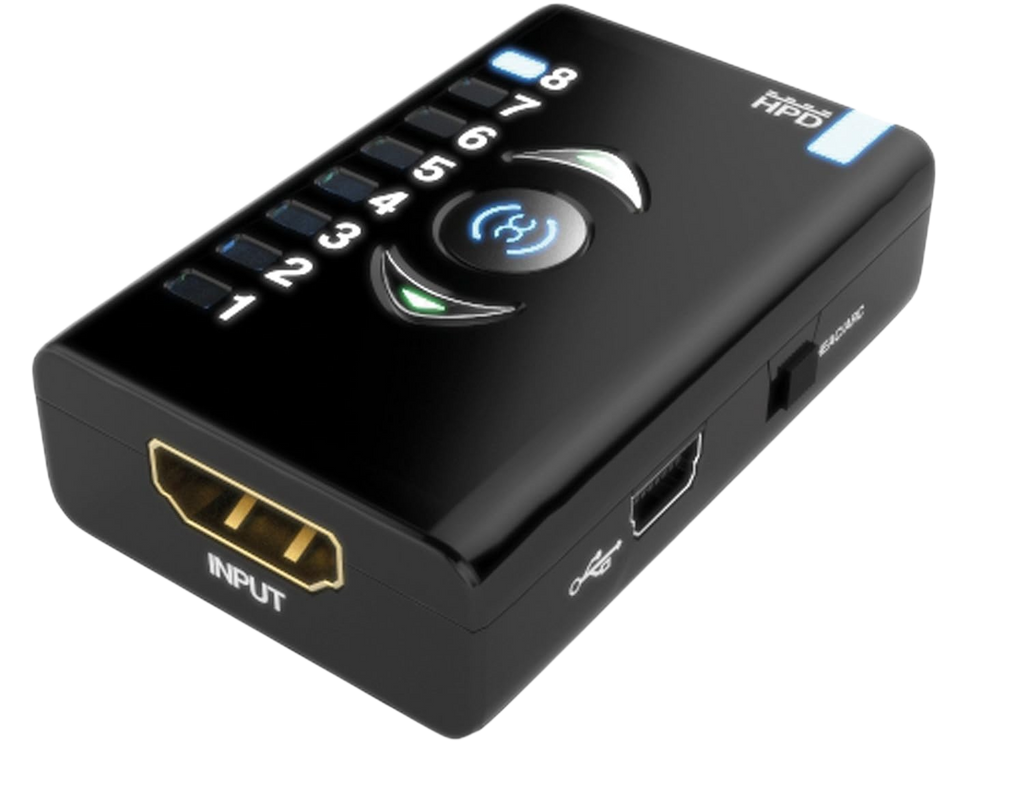 Dr HDMI cu intrare HDMI, port Mini-USB și LED-urile băncilor EDID aprinse